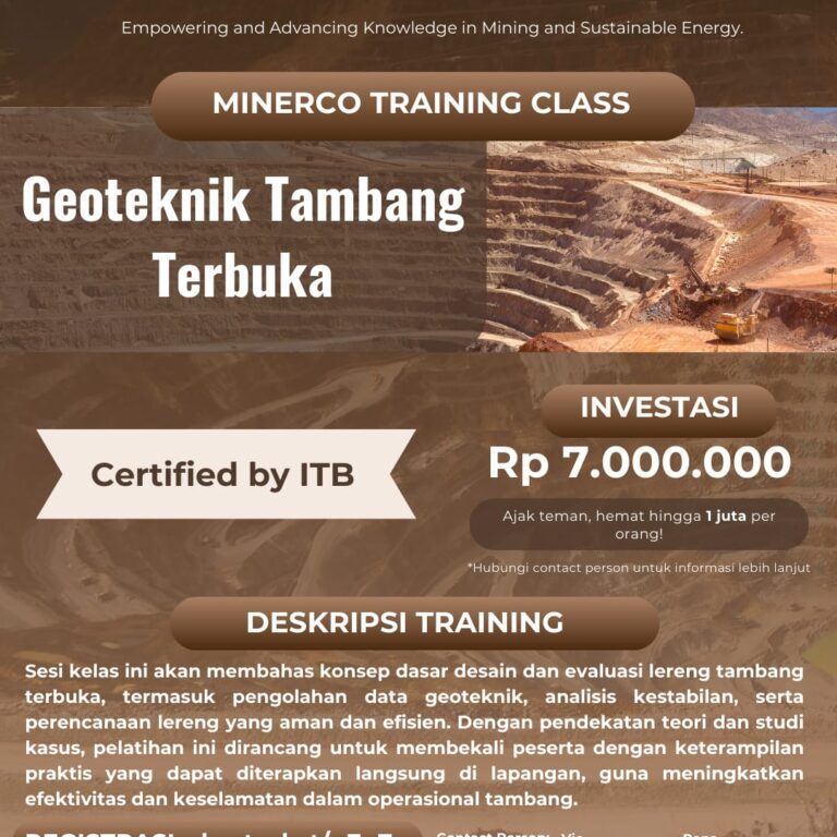 MINERCO TRAINING CLASS: GEOTEKNIK TAMBANG TERBUKA