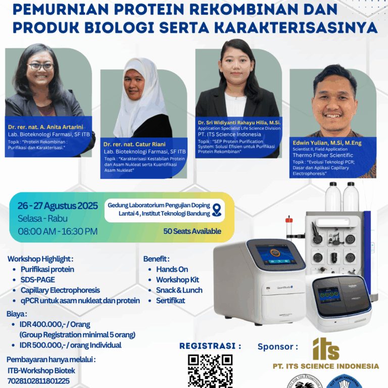 Workshop Pemurnian Protein Rekombinan dan Produk Biologi serta Karakterisasinya