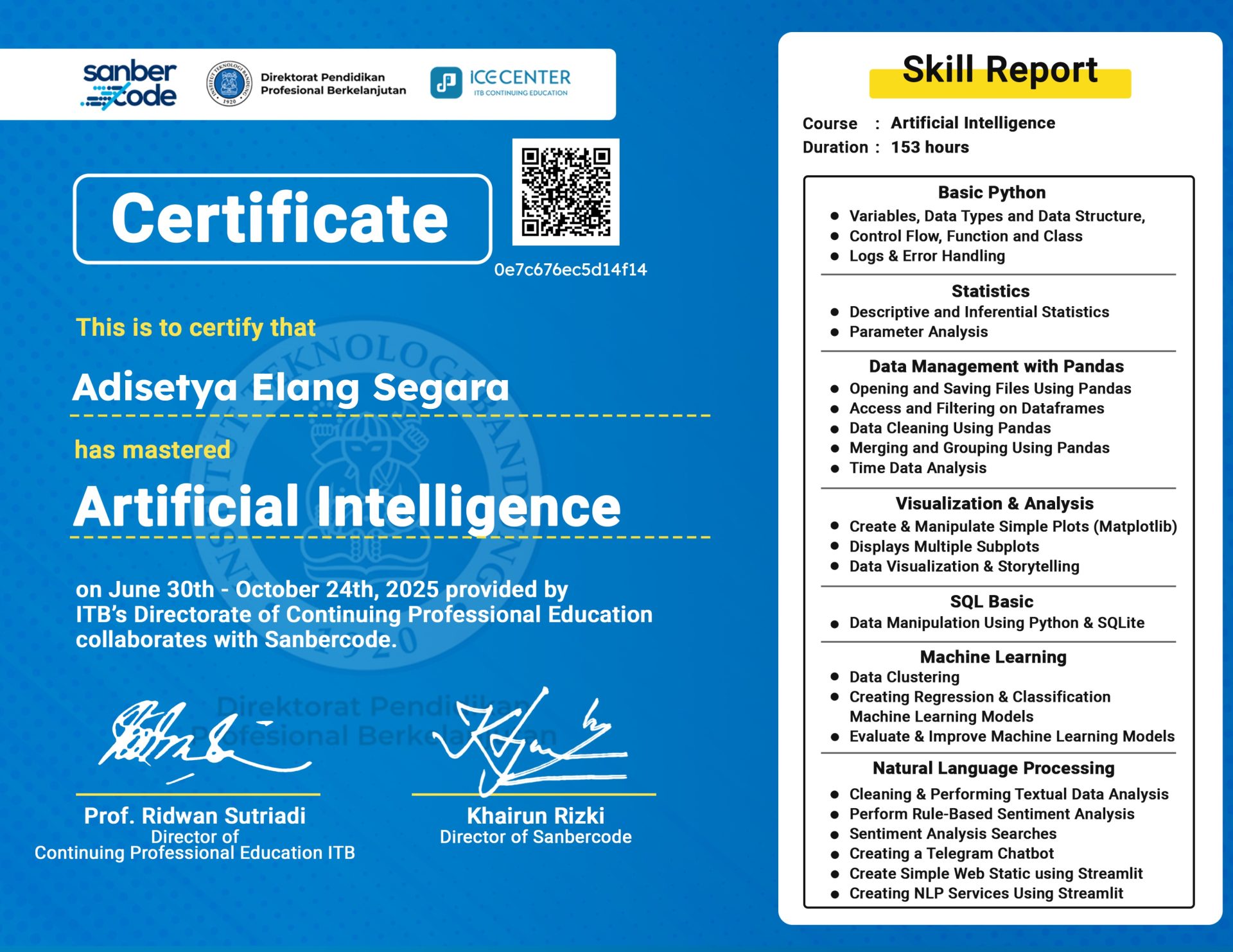 Artificial Intelligent Sanbercampus Batch 6