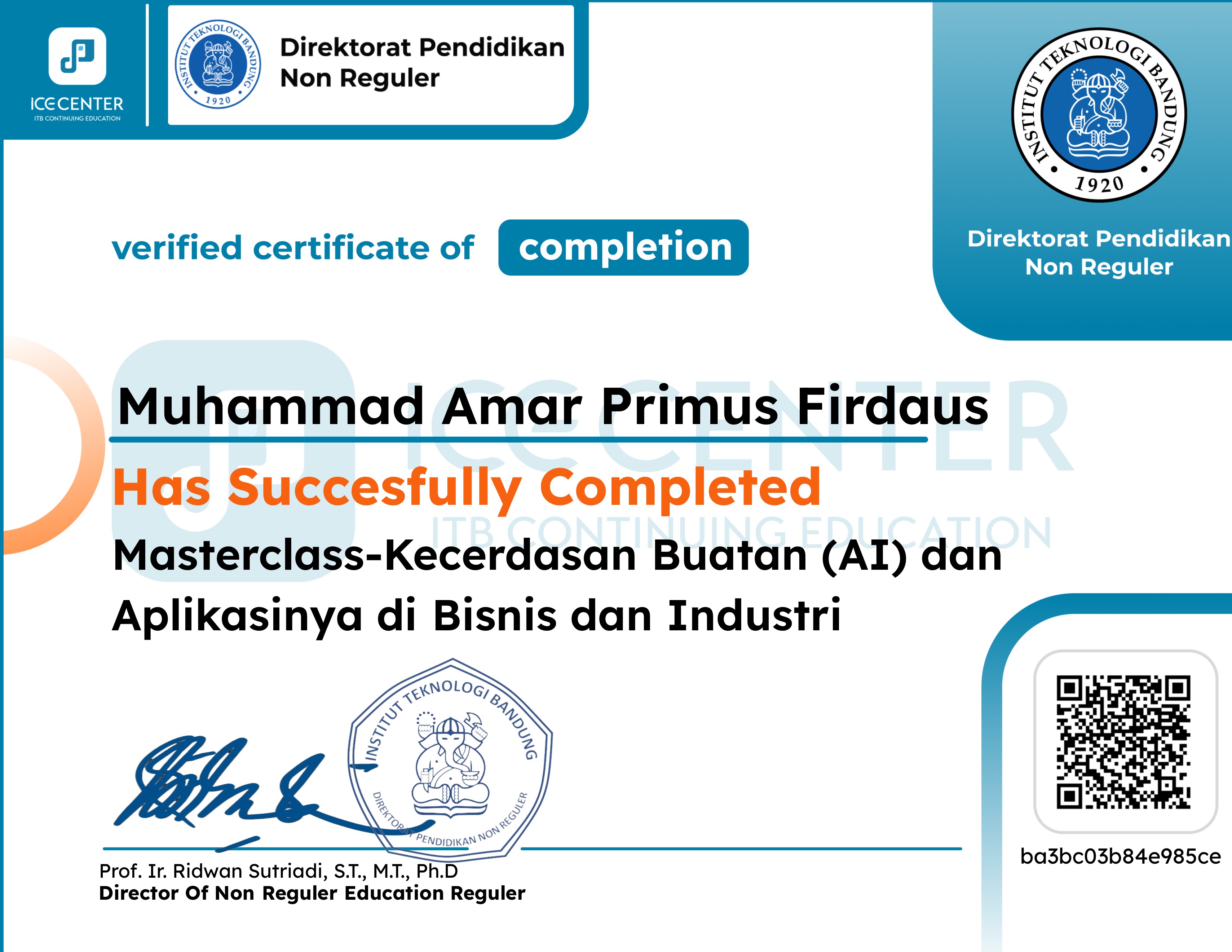 Masterclass-Kecerdasan Buatan (AI) dan Aplikasinya di Bisnis dan Industri