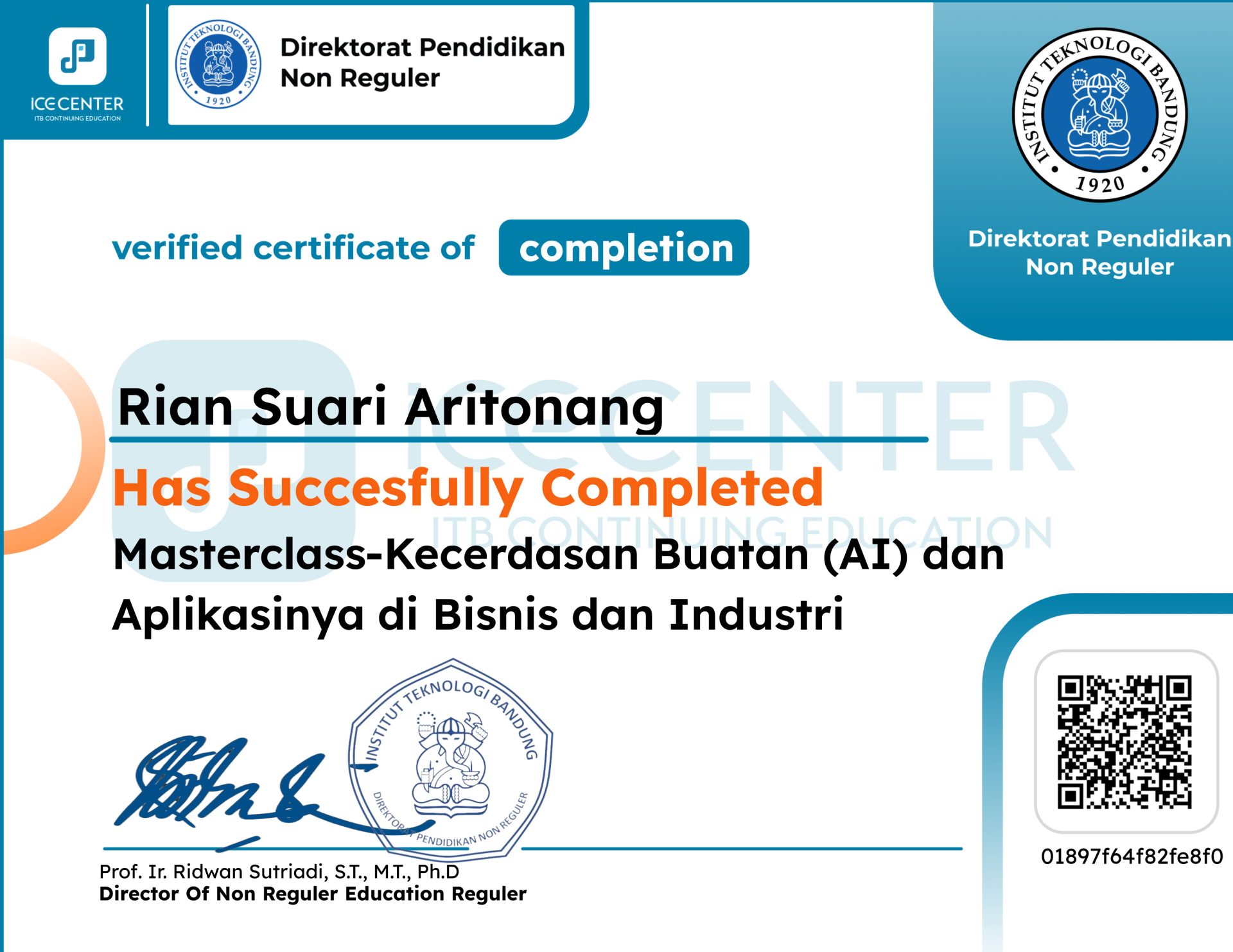 Masterclass-Kecerdasan Buatan (AI) dan Aplikasinya di Bisnis dan Industri